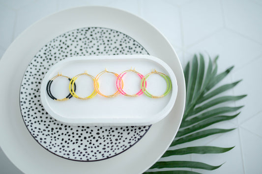 Beaded Earrings | Neon Hoops | Neon+Noir Collection