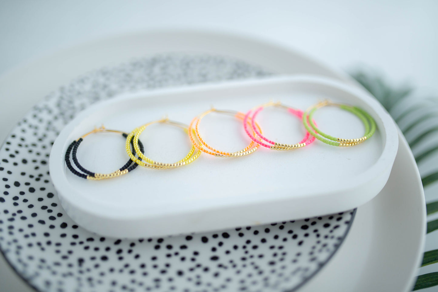 Beaded Earrings |  Neon Hoops | Neon+Noir Collection