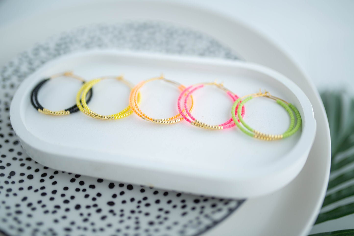 Beaded Earrings |  Neon Hoops | Neon+Noir Collection