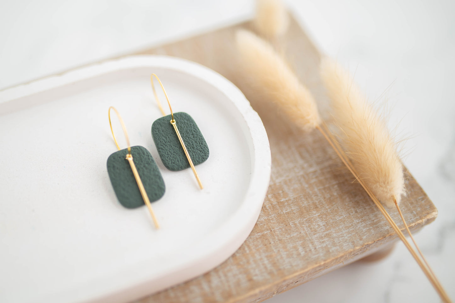 Clay Earrings | Simple Square Hoops | Botanica Collection
