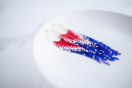 Beaded earrings | Firecracker Danglers | Patriotic Collection