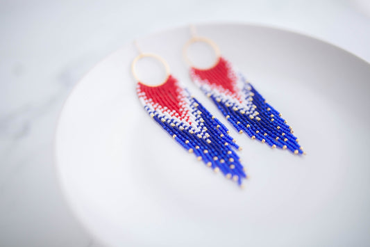 Beaded earrings | Firecracker Danglers | Patriotic Collection