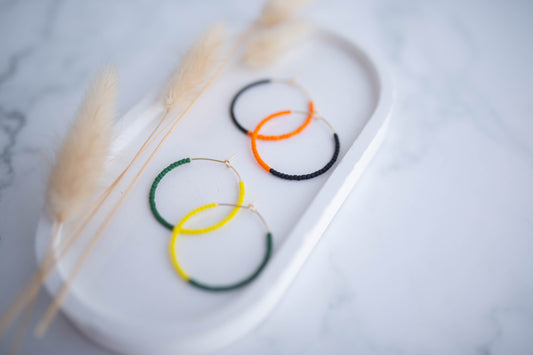 Clay Earrings | Game Day Beaded Mismatch Hoops | Civil War Collection