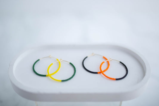 Clay Earrings | Game Day Beaded Mismatch Hoops | Civil War Collection