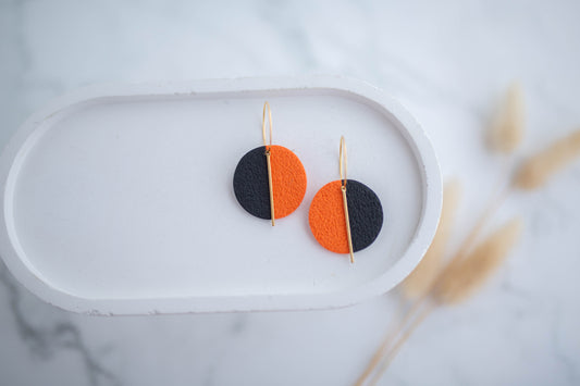 Clay Earrings | Game Day Half n Half Simple Circle Hoops | Civil War Collection