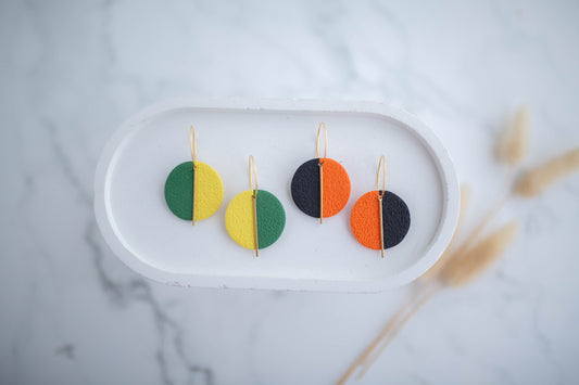 Clay Earrings | Game Day Half n Half Simple Circle Hoops | Civil War Collection