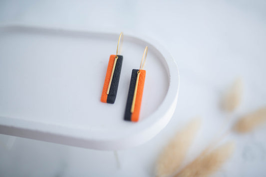 Clay Earrings | Game Day Half n Half Simple Rectangle Hoops | Civil War Collection