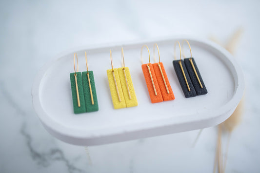 Clay Earrings | Game Day Simple Rectangle Hoops | Civil War Collection