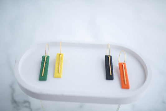 Clay Earrings | Game Day Simple Rectangle Hoops Mismatch | Civil War Collection