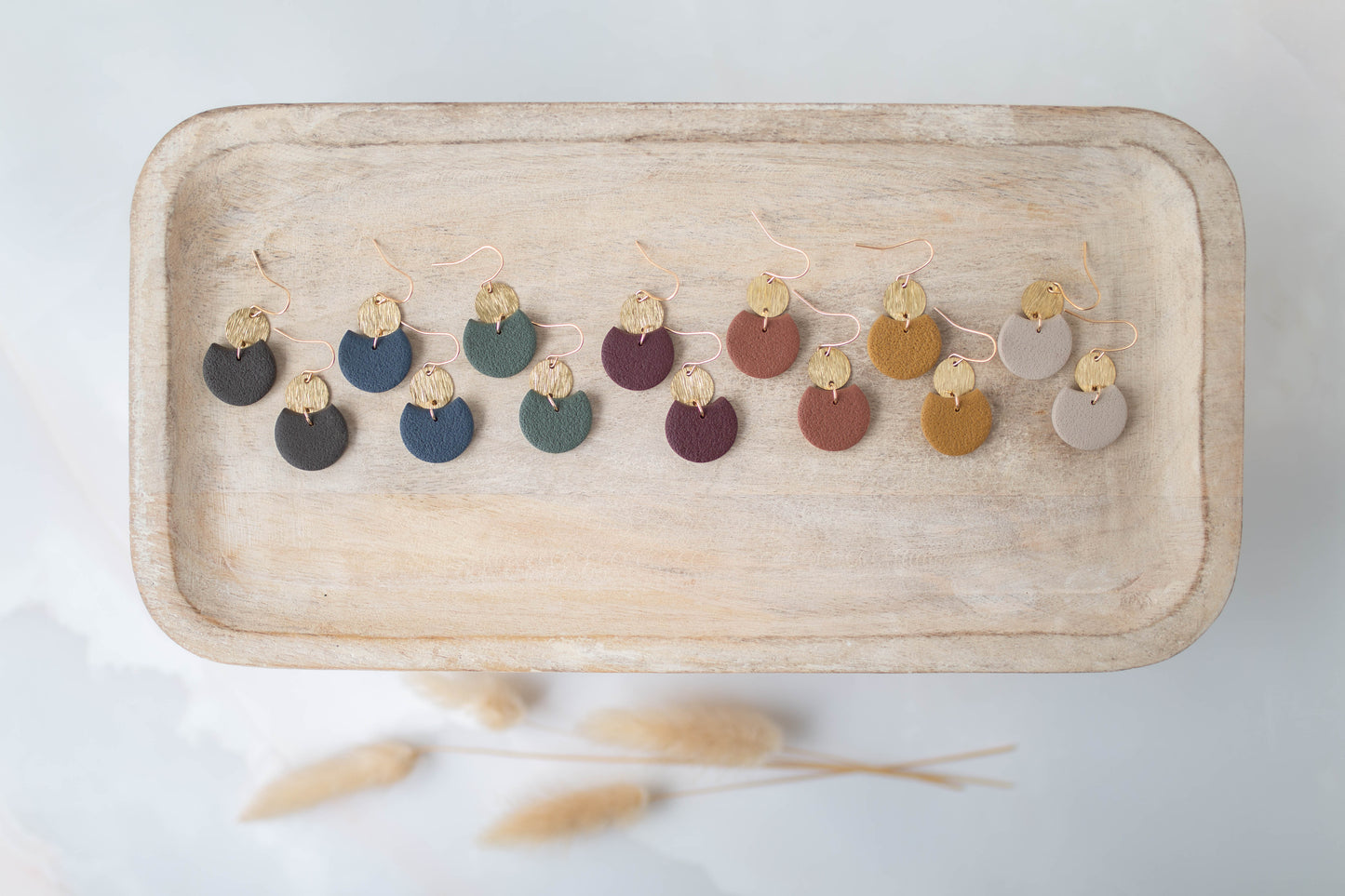 Clay Earrings | Mini Cut-Out Circle Dangles | All Things Fall Collection