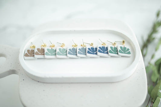 Clay Earrings | Square Flora Dangles | Earth+Sky Collection