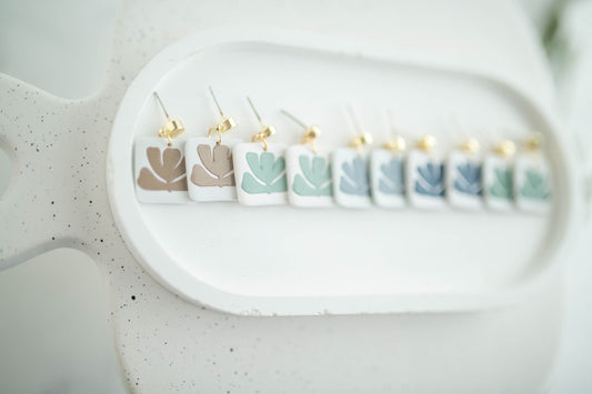 Clay Earrings | Square Flora Dangles | Earth+Sky Collection