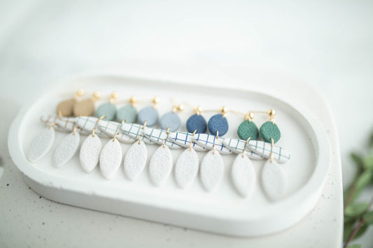 Clay Earrings | Lined Trio Dangles | Earth+Sky Collection