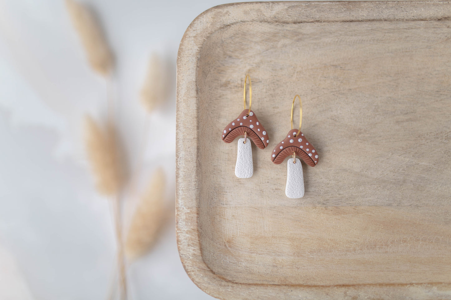 Clay Earrings | Mushroom Hoops | All Things Fall Collection