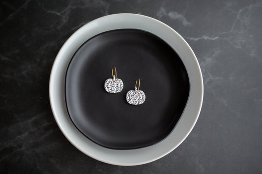 Clay Earrings | Polka Dot Pumpkin Hoops | Boo Collection