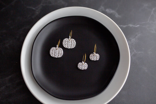 Clay Earrings |Mommy & Me Polka Dot Pumpkin Hoops | Boo Collection