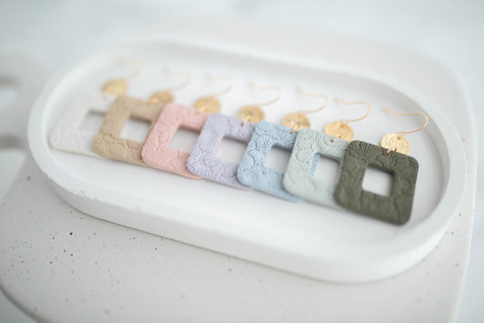 Clay Earrings | Floral Rectangle Dangles | Spring Fling Collection