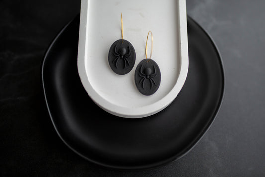 Clay Earrings | Black Widow Hoops | Boo Collection