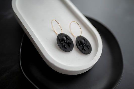 Clay Earrings | Black Widow Hoops | Boo Collection