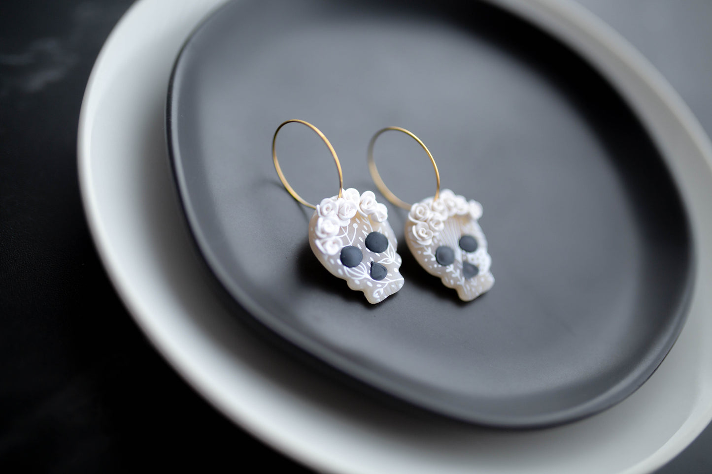 Clay Earrings | Floral Sugar Skulls | Boo Collection