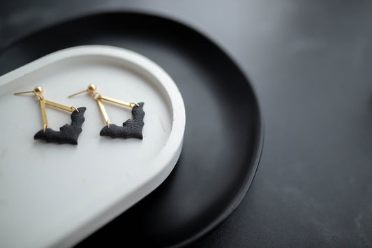 Clay Earrings | Bat Dangles | Boo Collection