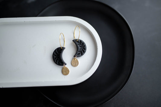 Clay Earrings | Botanical Moon Hoops | Boo Collection