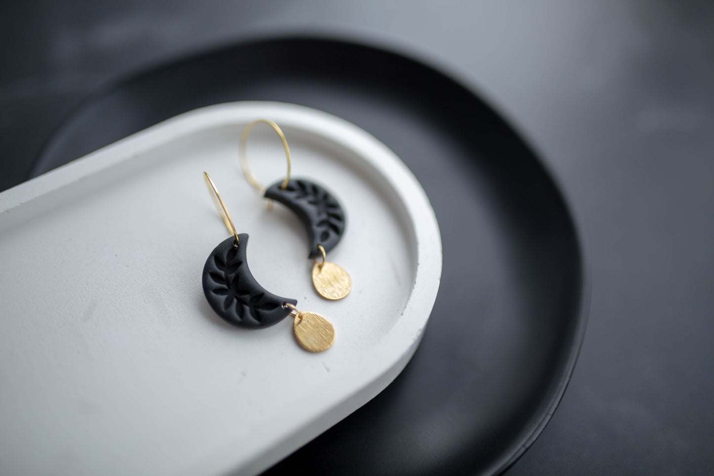 Clay Earrings | Botanical Moon Hoops | Boo Collection