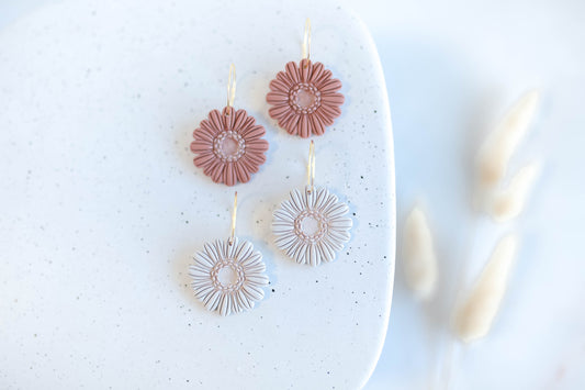 Clay Earrings | Fall Flower Hoops | Autumn Vibes Collection