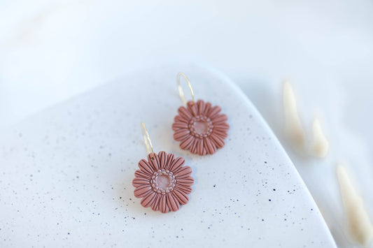 Clay Earrings | Fall Flower Hoops | Autumn Vibes Collection