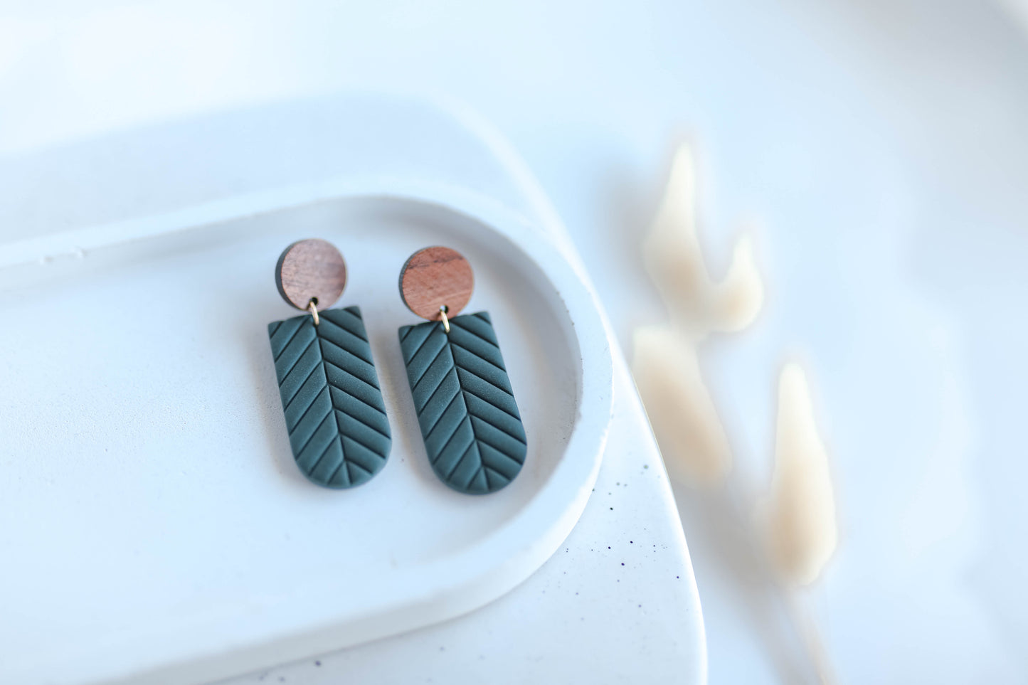 Clay Earrings | Herringbone Dangles | Autumn Vibes Collection