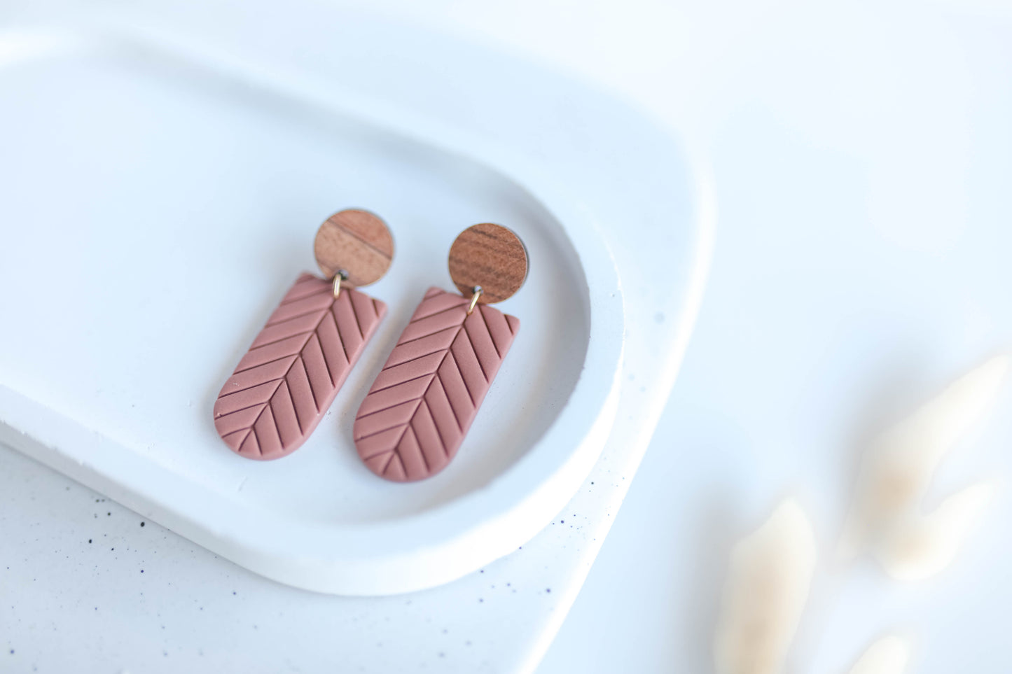 Clay Earrings | Herringbone Dangles | Autumn Vibes Collection