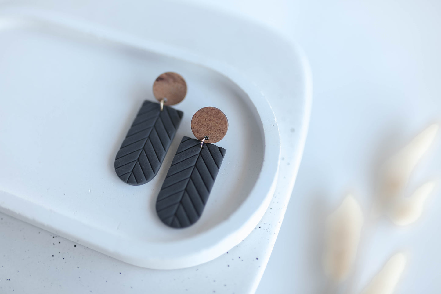 Clay Earrings | Herringbone Dangles | Autumn Vibes Collection