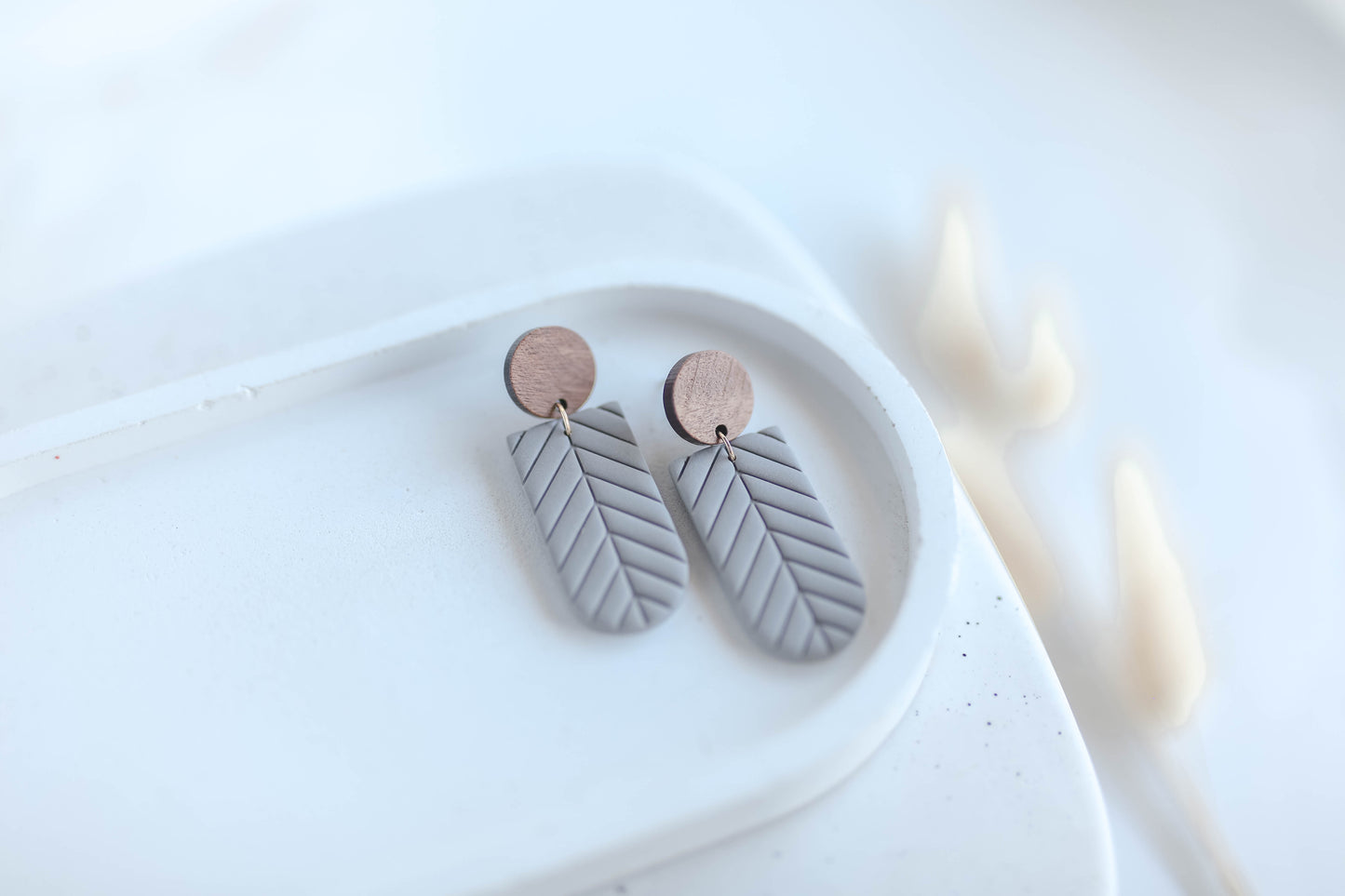 Clay Earrings | Herringbone Dangles | Autumn Vibes Collection