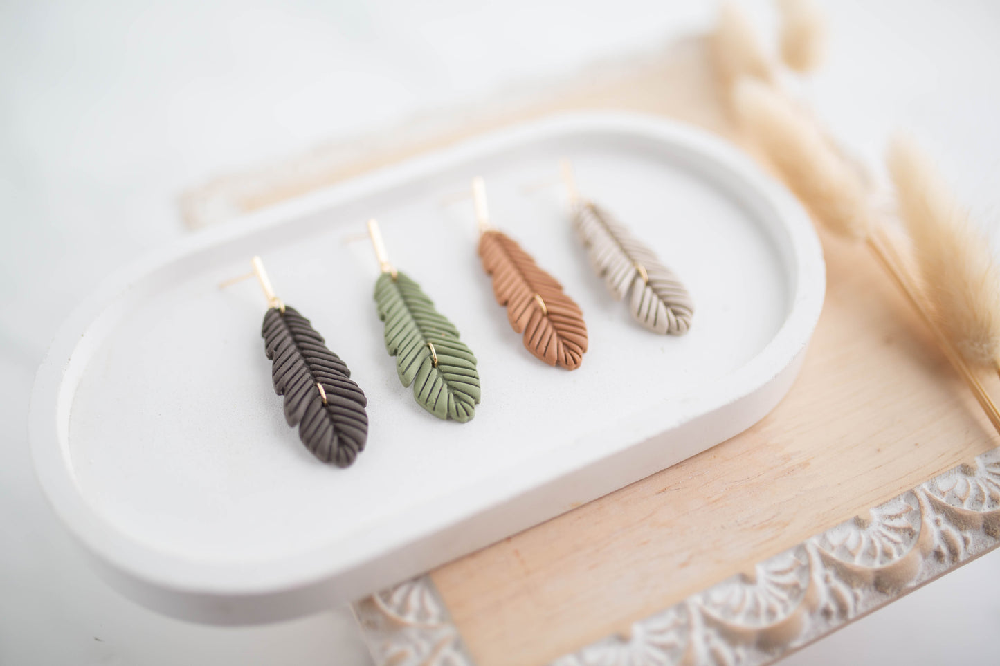 Clay Earrings | Feather Dangles | Cozy Cowgirl Collection