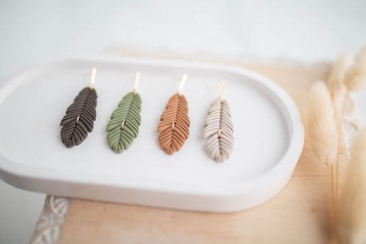 Clay Earrings | Feather Dangles | Cozy Cowgirl Collection