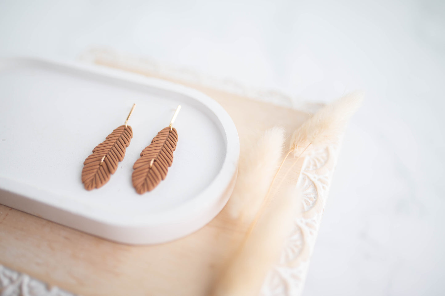 Clay Earrings | Feather Dangles | Cozy Cowgirl Collection