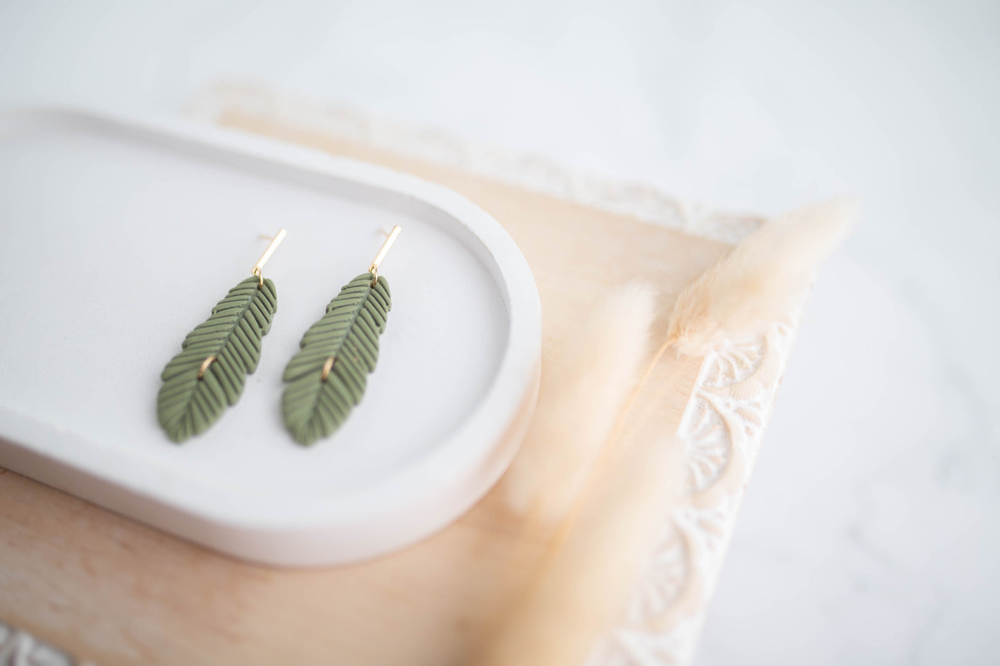 Clay Earrings | Feather Dangles | Cozy Cowgirl Collection