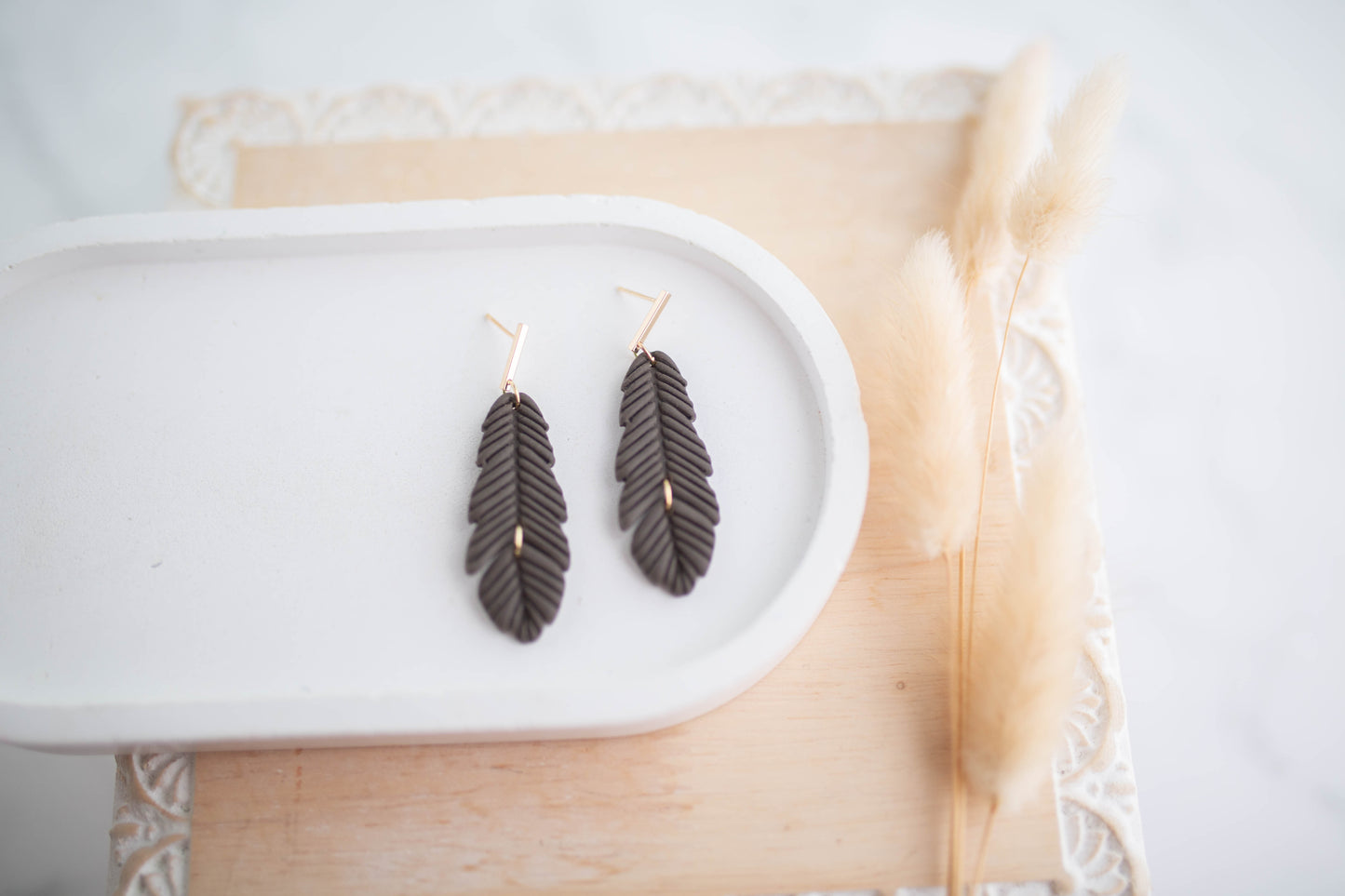 Clay Earrings | Feather Dangles | Cozy Cowgirl Collection
