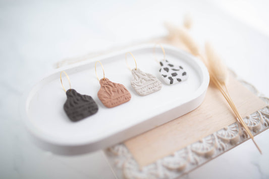Clay Earrings | Tag Mini Hoops | Cozy Cowgirl Collection
