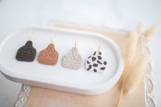 Clay Earrings | Tag Mini Hoops | Cozy Cowgirl Collection