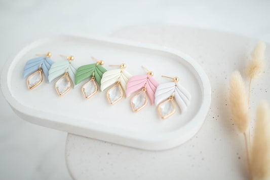 Clay Earrings | Happy Leaf Dangles | Happy Collection