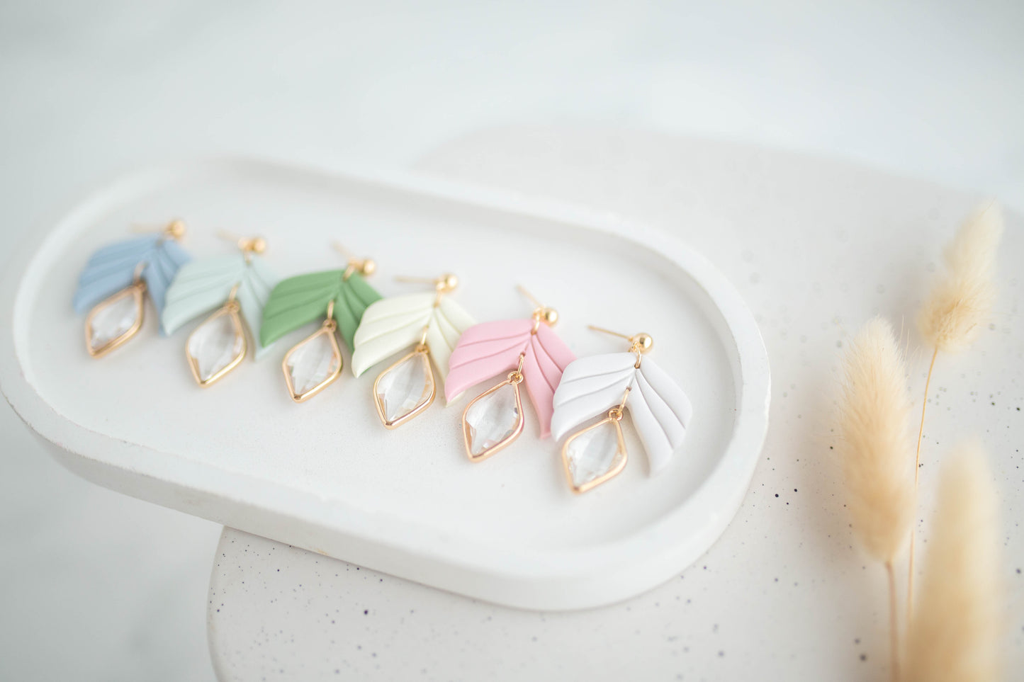 Clay Earrings | Happy Leaf Dangles | Happy Collection