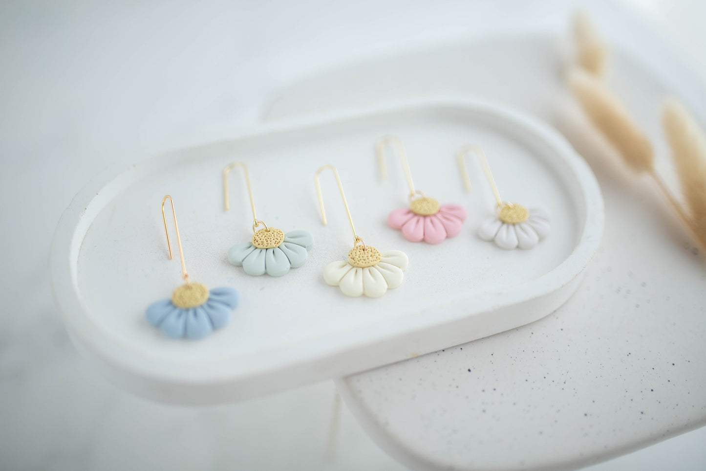 Clay Earrings | Longline Lazy Daisies| Happy Collection