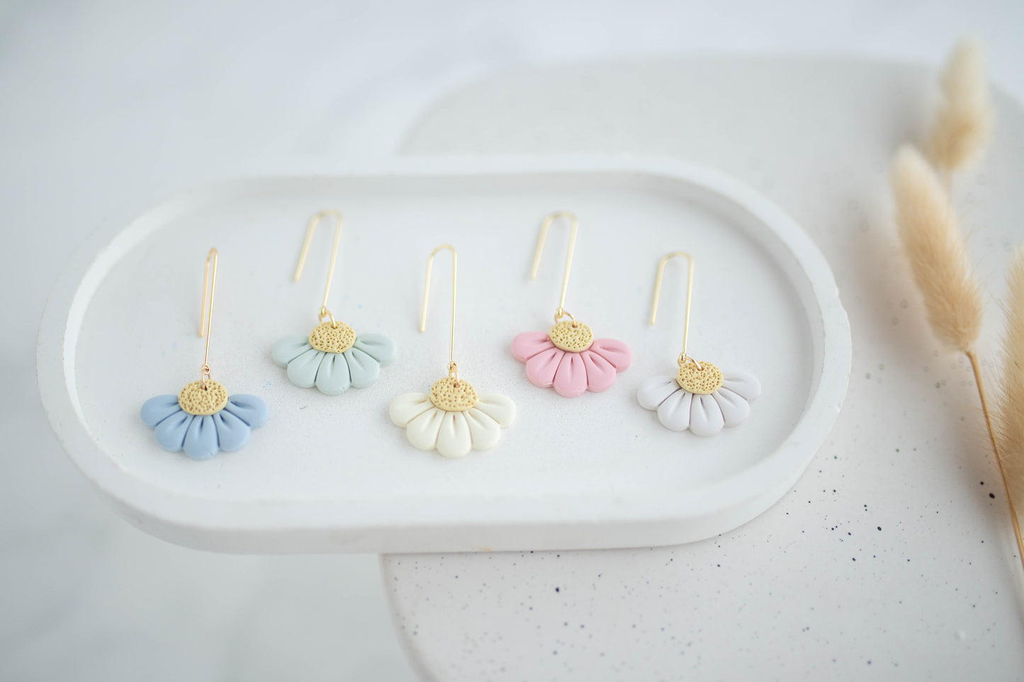 Clay Earrings | Longline Lazy Daisies| Happy Collection