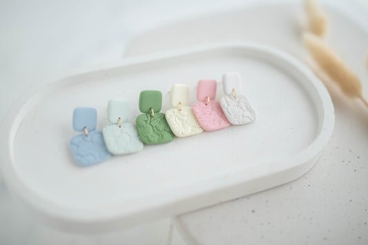 Clay Earrings | Happy Square Dangles | Happy Collection