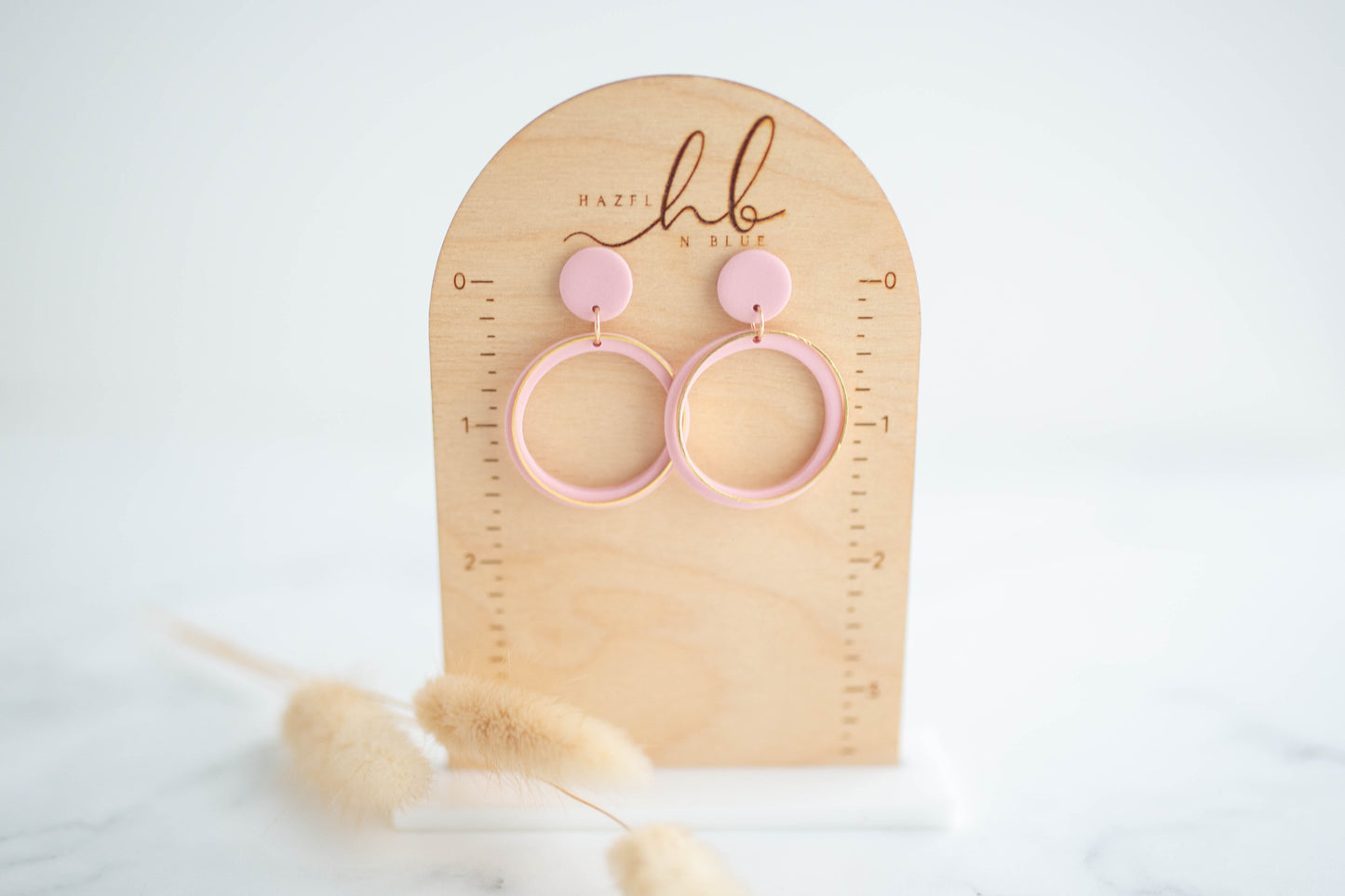 Clay Earrings | Simple Circle Dangles | Happy Collection