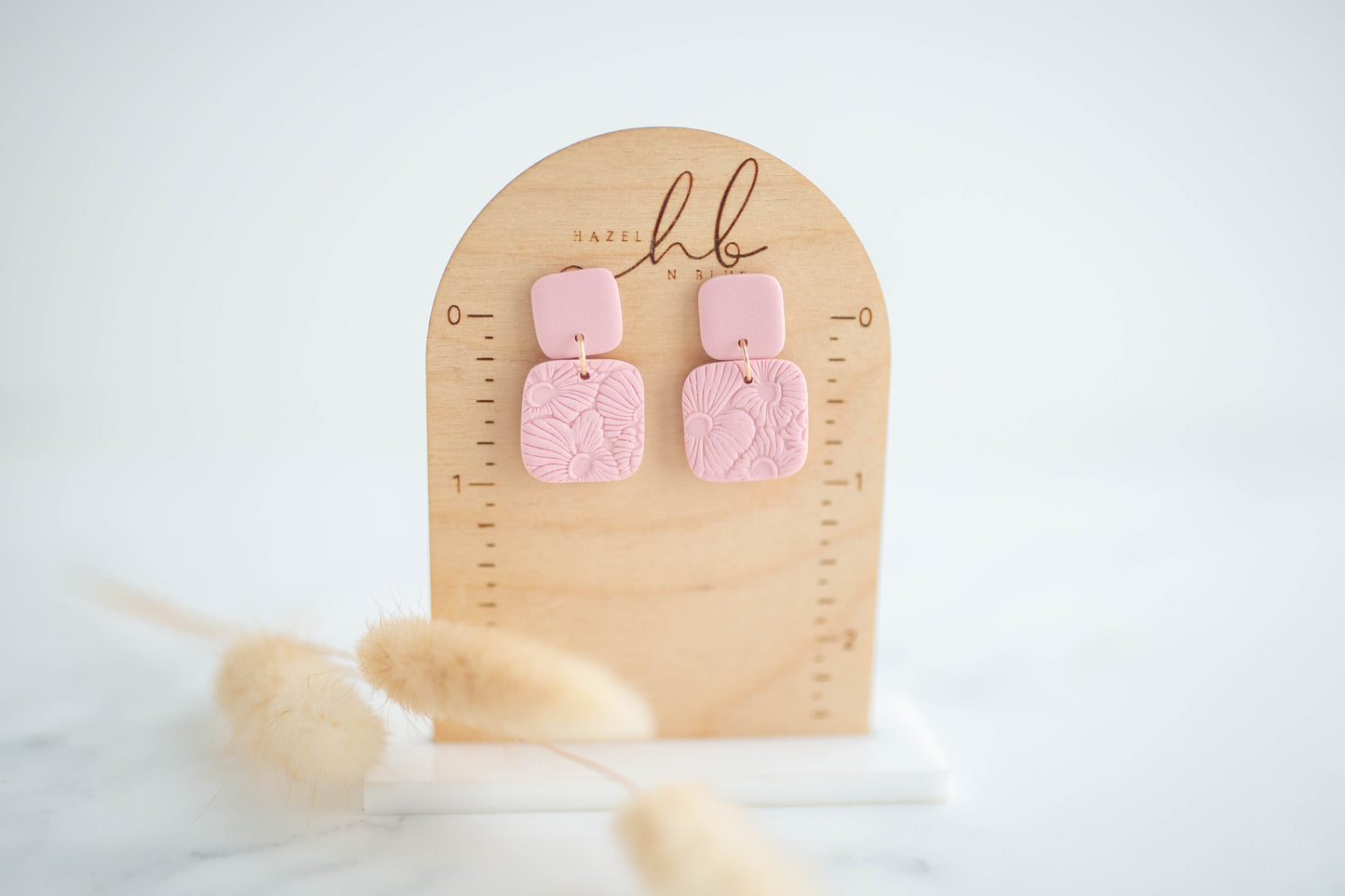 Clay Earrings | Happy Square Dangles | Happy Collection