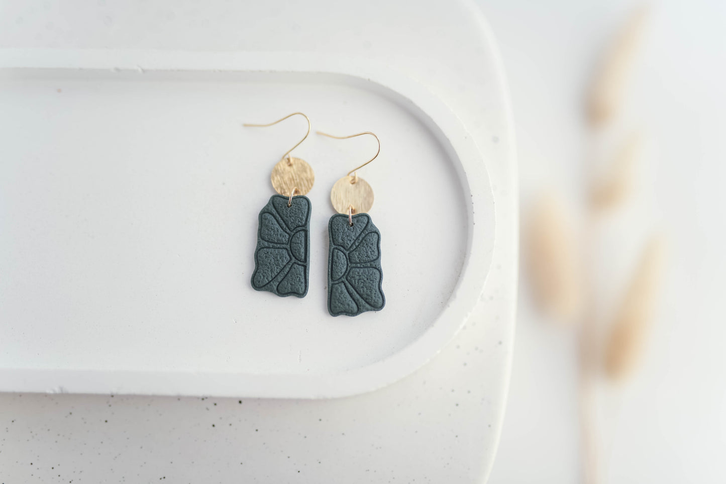 Clay Earrings | Boho Half Floral Dangles | Autumn Vibes Collection