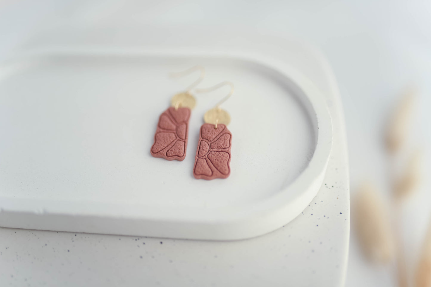 Clay Earrings | Boho Half Floral Dangles | Autumn Vibes Collection