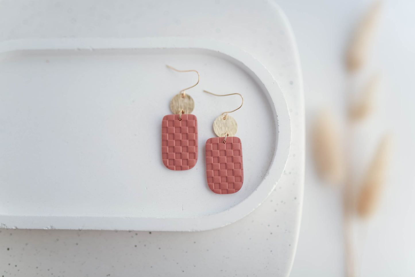 Clay Earrings | Checkered Dangles | Autumn Vibes Collection